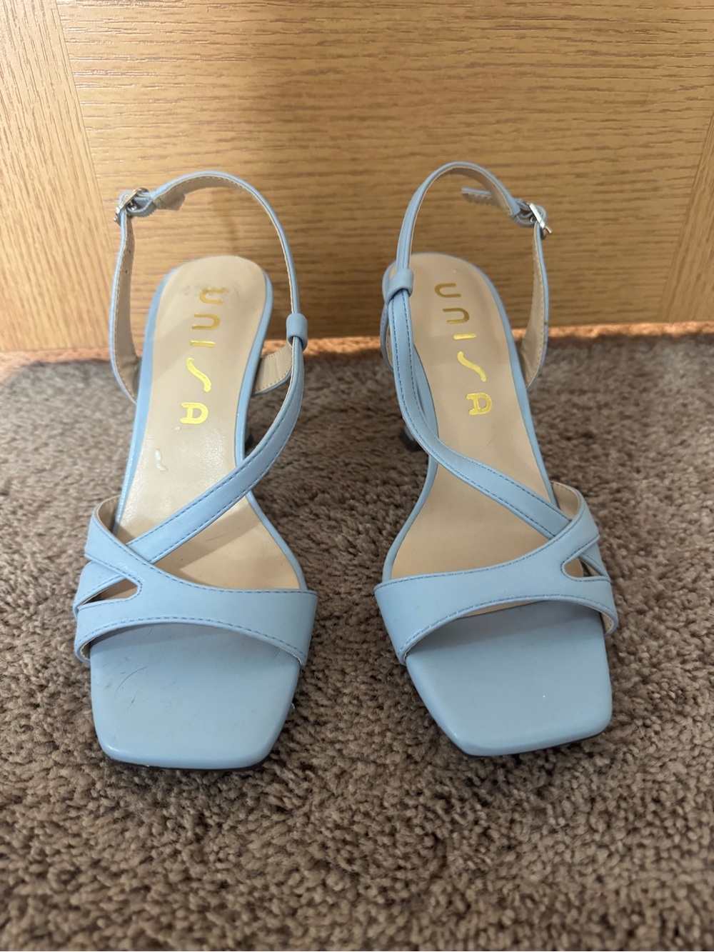 Unisa Pale Blue Strappy Slingback Heels